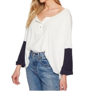 NWT Free People Star Destructed Henley Top